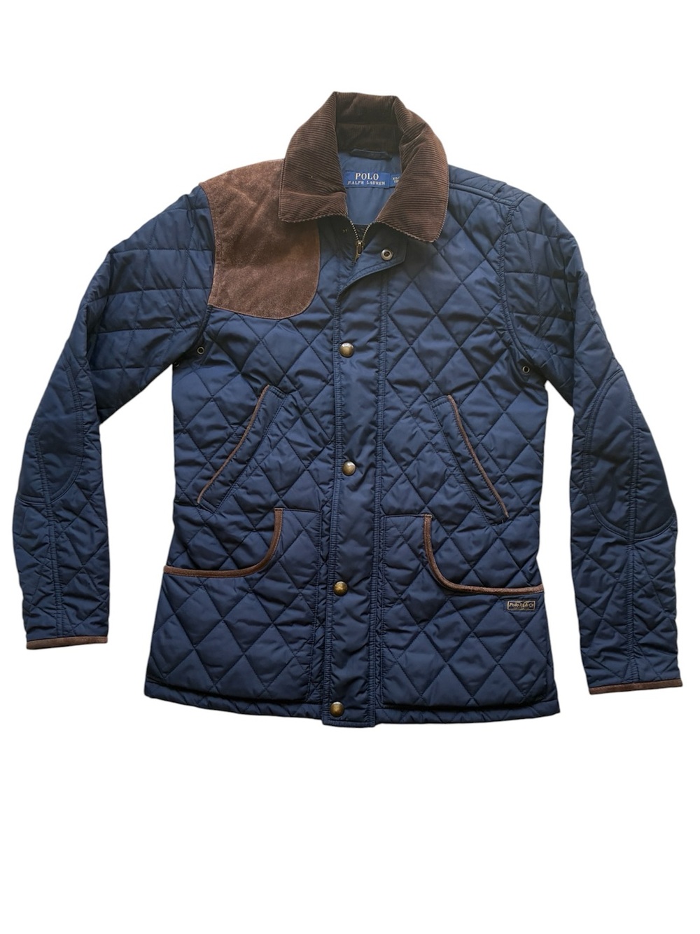 Polo Ralph Lauren Women's Navy Barn Chore Jacket Real Suede Trim Size XS